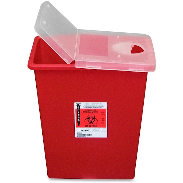 Covidien Biohazard Sharps Container W/Hinged Lid/Rotor, 8
